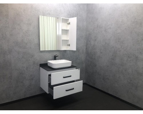 Зеркало со шкафом Comforty Амстердам 75 00004144209 Белый глянец