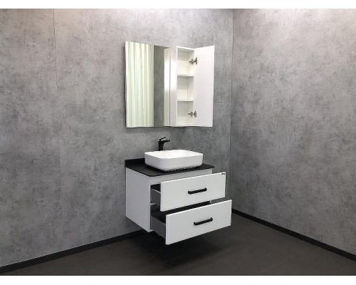 Зеркало со шкафом Comforty Амстердам 75 00004144209 Белый глянец