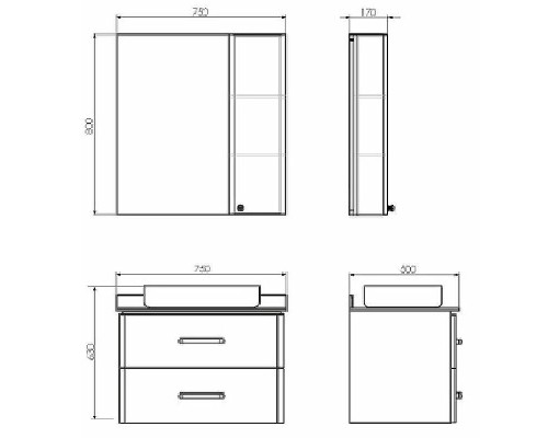 Зеркало со шкафом Comforty Амстердам 75 00004144209 Белый глянец