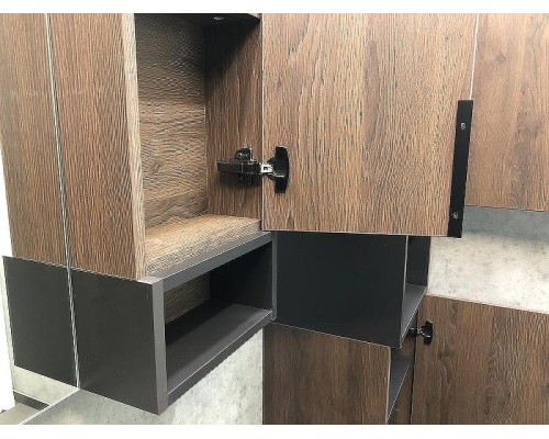 Зеркало со шкафом Comforty Франкфурт 90 00004150529 Дуб шоколадно-коричневый Черное матовое