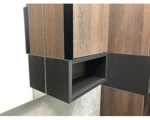 Зеркало со шкафом Comforty Франкфурт 90 00004150529 Дуб шоколадно-коричневый Черное матовое