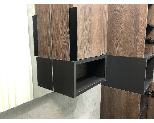 Зеркало со шкафом Comforty Франкфурт 90 00004150529 Дуб шоколадно-коричневый Черное матовое