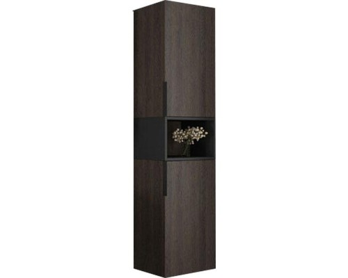 Шкаф пенал Comforty Франкфурт 40 00004150535 подвесной Дуб шоколадно-коричневый Черный матовый