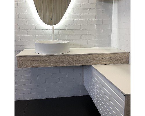 Консоль с раковиной Comforty Клеон 120 L 00-00000822 подвесная Белая Дуб дымчатый