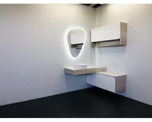 Консоль с раковиной Comforty Клеон 120 L 00-00000822 подвесная Белая Дуб дымчатый