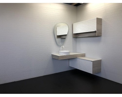 Консоль с раковиной Comforty Клеон 120 L 00-00000822 подвесная Белая Дуб дымчатый