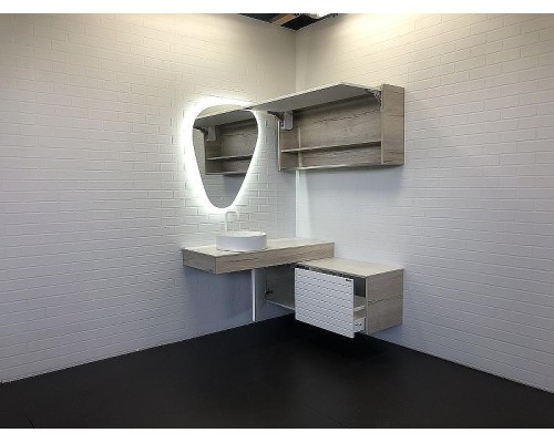 Консоль с раковиной Comforty Клеон 120 L 00-00000822 подвесная Белая Дуб дымчатый