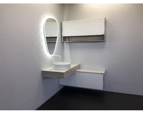 Консоль с раковиной Comforty Клеон 120 L 00-00000822 подвесная Белая Дуб дымчатый