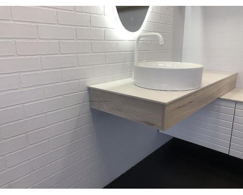 Консоль с раковиной Comforty Клеон 120 L 00-00000822 подвесная Белая Дуб дымчатый