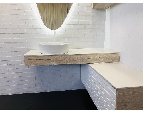 Консоль с раковиной Comforty Клеон 120 L 00-00000822 подвесная Белая Дуб дымчатый