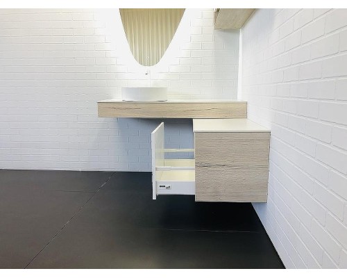 Консоль с раковиной Comforty Клеон 120 L 00-00000822 подвесная Белая Дуб дымчатый