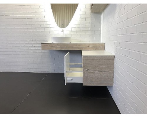 Консоль с раковиной Comforty Клеон 120 L 00-00000822 подвесная Белая Дуб дымчатый