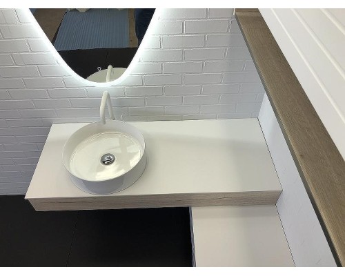 Консоль с раковиной Comforty Клеон 120 L 00-00000822 подвесная Белая Дуб дымчатый