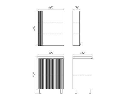 Зеркальный шкаф Comforty Лима 60 00-00019425 цвет Антрацит