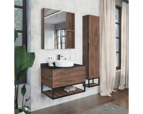 Шкаф пенал Comforty Порто 35 00-00009982 подвесной Дуб темно-коричневый