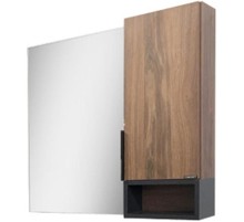 Зеркало со шкафом Comforty Штутгарт 75 00004151037 Дуб темно-коричневый Черное матовое