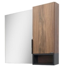 Зеркало со шкафом Comforty Штутгарт 75 00004151037 Дуб темно-коричневый Черное матовое