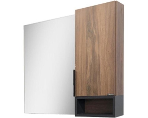 Зеркало со шкафом Comforty Штутгарт 75 00004151037 Дуб темно-коричневый Черное матовое