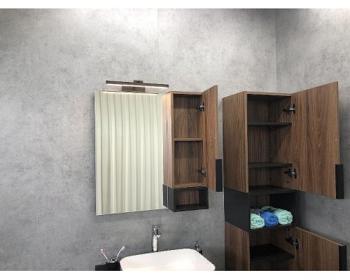 Зеркало со шкафом Comforty Штутгарт 75 00004151037 Дуб темно-коричневый Черное матовое