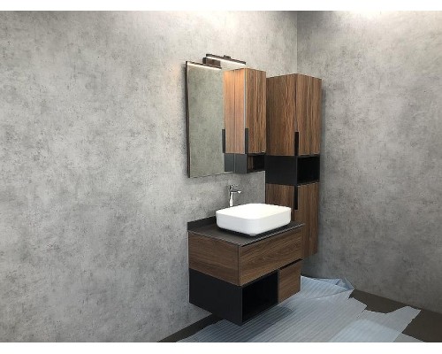 Зеркало со шкафом Comforty Штутгарт 75 00004151037 Дуб темно-коричневый Черное матовое