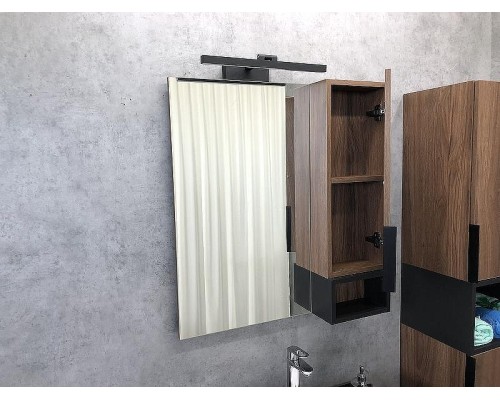 Зеркало со шкафом Comforty Штутгарт 75 00004151037 Дуб темно-коричневый Черное матовое