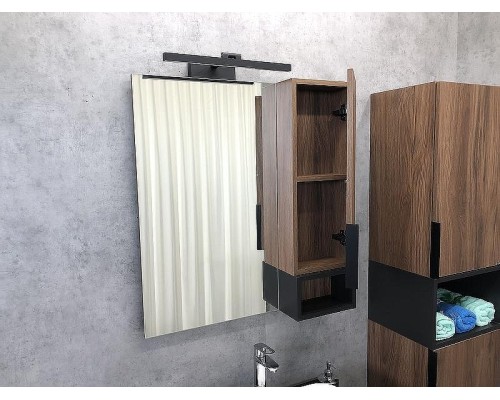 Зеркало со шкафом Comforty Штутгарт 75 00004151037 Дуб темно-коричневый Черное матовое