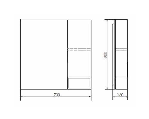 Зеркало со шкафом Comforty Штутгарт 75 00004151037 Дуб темно-коричневый Черное матовое