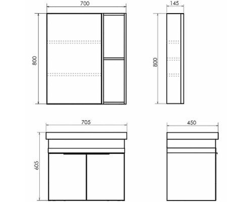 Зеркальный шкаф Comforty Соло 70 00-00011589 Дуб темно-коричневый