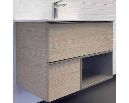 Тумба с раковиной Comforty Тургояк 75 00-00020597 подвесная Дуб светлый