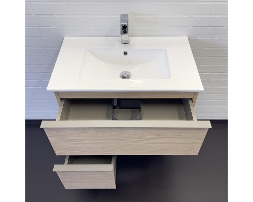 Тумба с раковиной Comforty Тургояк 75 00-00020597 подвесная Дуб светлый