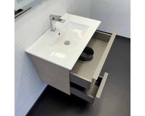 Тумба с раковиной Comforty Тургояк 75 00-00020597 подвесная Дуб светлый