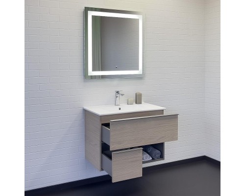 Тумба с раковиной Comforty Тургояк 75 00-00020597 подвесная Дуб светлый