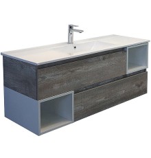 Тумба с раковиной Comforty Турин 120М 00-00013939 подвесная Дуб бежевый Белая глянцевая