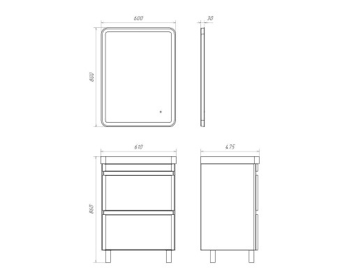 Тумба с раковиной Comforty Валдай 61 00-00020673 цвет Белый