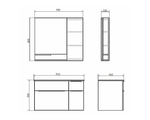 Зеркало со шкафом Comforty Варна 90 R 00-00009918 Дуб сонома