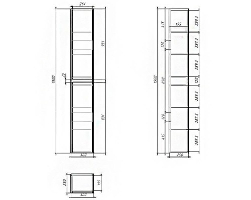 Шкаф пенал Dreja Slim 30 99.0504 Дуб кантри Белый глянец