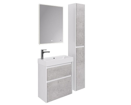 Шкаф пенал Dreja Slim 30 99.0505 Бетон Белый глянец