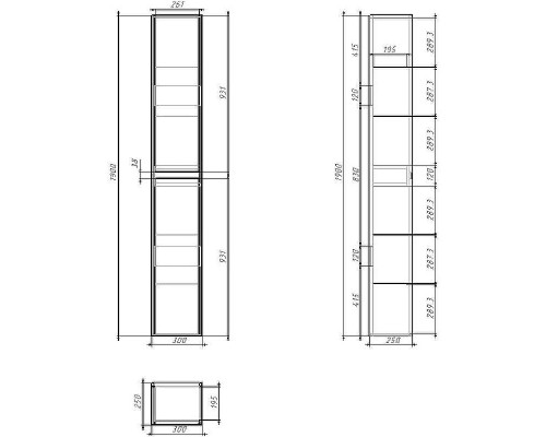 Шкаф пенал Dreja Slim 30 99.0406 подвесной Белый глянец