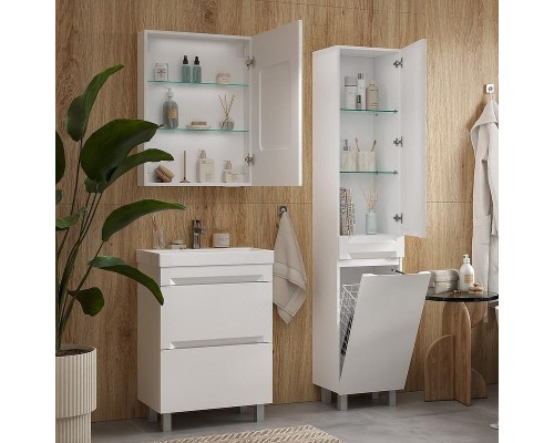 Шкаф пенал Equil Corner 40 pnCRNR40.KZ-06 с бельевой корзиной цвет Белый