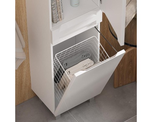 Шкаф пенал Equil Corner 40 pnCRNR40.KZ-06 с бельевой корзиной цвет Белый