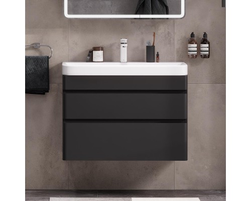 Тумба под раковину Equil Eltoro 80 tpELTR80.2Y-03 подвесная цвет Черный софт