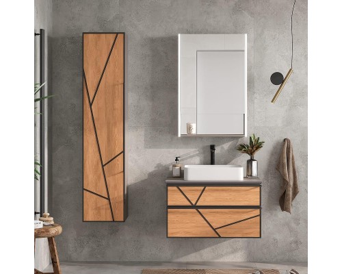 Шкаф пенал Equil Ferro 36 ppFERRO36.L-11 подвесной цвет Лен антрацит Дуб мадейра