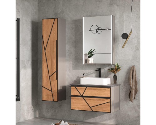 Шкаф пенал Equil Ferro 36 ppFERRO36.L-11 подвесной цвет Лен антрацит Дуб мадейра