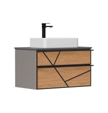 Тумба под раковину Equil Ferro 100 tpFERRO80.2Y-11 подвесная цвет Лен антрацит Дуб мадера
