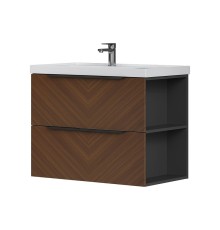 Тумба под раковину Equil Forest 80 tpFOREST80.2Y-31 подвесная цвет Орех Графит