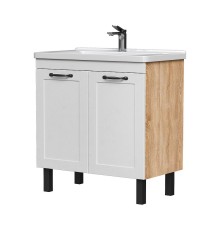 Тумба под раковину Equil Lago 80 tnLAGO80.2D-04 цвет Белый Светлое дерево