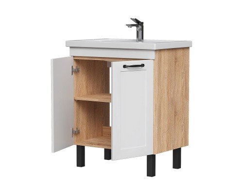 Тумба под раковину Equil Lago 70 tnLAGO70.2D-04 цвет Белый Светлое дерево