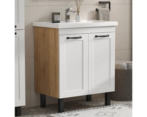 Тумба под раковину Equil Lago 70 tnLAGO70.2D-04 цвет Белый Светлое дерево