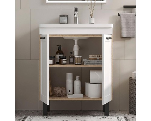 Тумба под раковину Equil Lago 70 tnLAGO70.2D-04 цвет Белый Светлое дерево