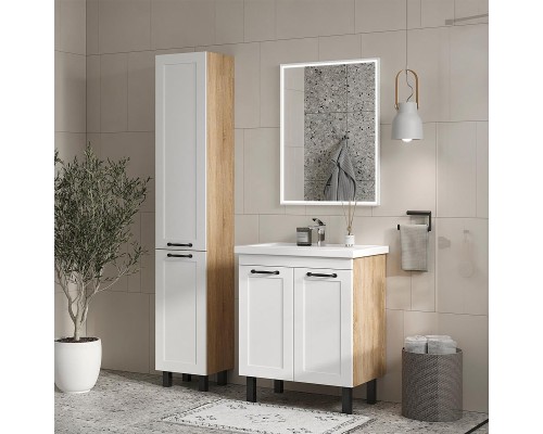 Тумба под раковину Equil Lago 70 tnLAGO70.2D-04 цвет Белый Светлое дерево